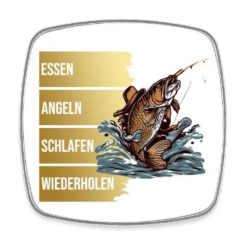 Essen - Angeln - Schlafen - Wiederholen - Viereckiger Kühlschrankmagnet - Weiß - Vorne
