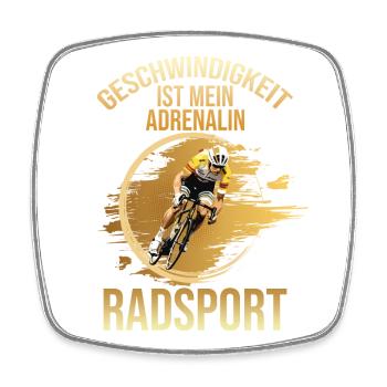 Geschwindigkeit ist mein Adrenalin - Radsport - Viereckiger Kühlschrankmagnet - Weiß - Vorne