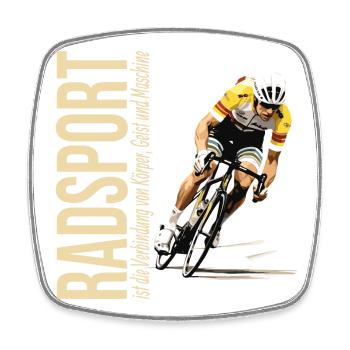 Radsport ist die Verbindung von Körper, Geist... - Viereckiger Kühlschrankmagnet - Weiß - Vorne
