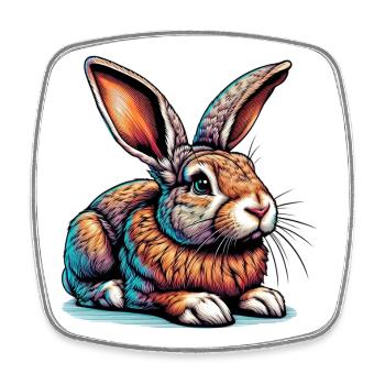Rabbit - Square fridge magnet - white - Front