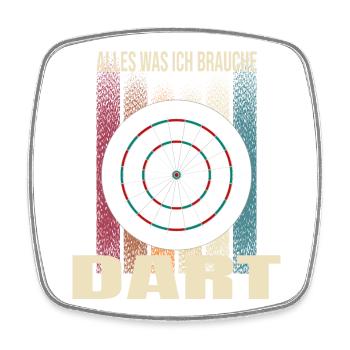 Alles was ich brauche - Dart - Viereckiger Kühlschrankmagnet - Weiß - Vorne