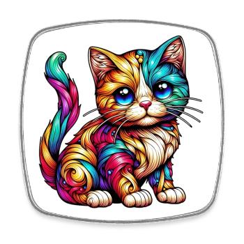 Cat - Square fridge magnet - white - Front