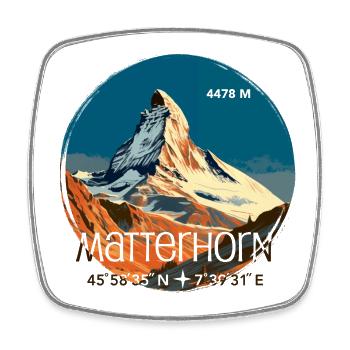 Matterhorn Zermatt souvenir hiking coordinates - Square fridge magnet - white - Front