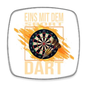 Eins mit dem Sport - Dart - Viereckiger Kühlschrankmagnet - Weiß - Vorne
