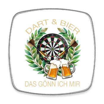 Dart & Bier - Das gönn ich mir - Viereckiger Kühlschrankmagnet - Weiß - Vorne