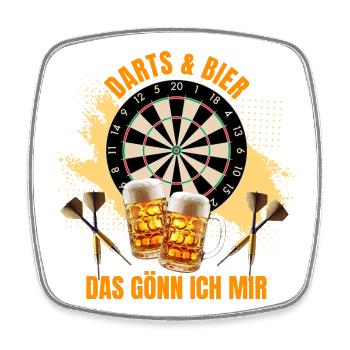 Dart & Bier - Das gönn ich mir - Viereckiger Kühlschrankmagnet - Weiß - Vorne
