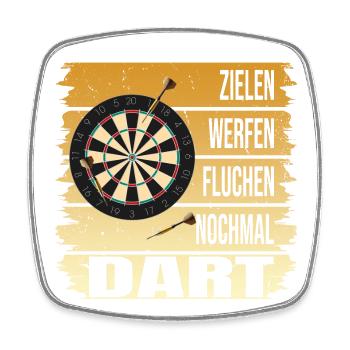 Zielen - Werfen - Fluchen - Nochmal - Viereckiger Kühlschrankmagnet - Weiß - Vorne