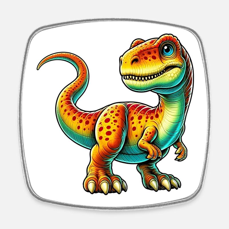 Dinosaure - Magnet carré - blanc