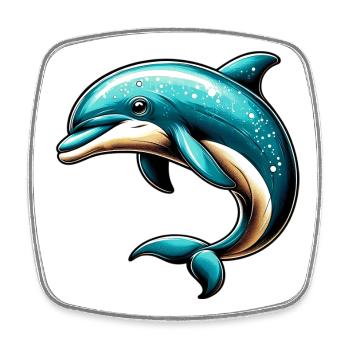 Delfin - Viereckiger Kühlschrankmagnet - Weiß - Vorne