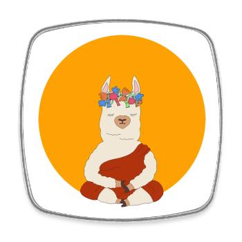 Meditating Lama - Square fridge magnet - white - Front