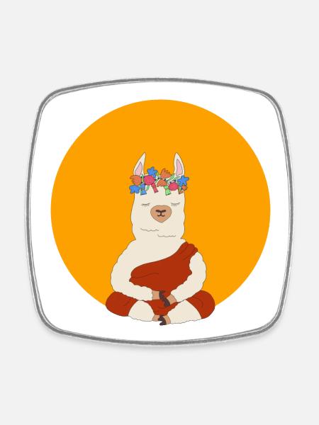 Lama méditant - Magnet carré - blanc
