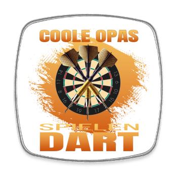 Coole Opas spielen Dart - Viereckiger Kühlschrankmagnet - Weiß - Vorne