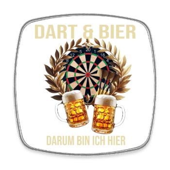 Dart & Bier - Darum bin ich hier - Viereckiger Kühlschrankmagnet - Weiß - Vorne
