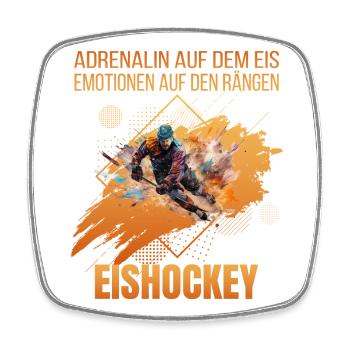 Adrenalin auf dem Eis Emotionen auf den Rängen - Viereckiger Kühlschrankmagnet - Weiß - Vorne