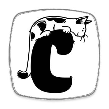 Cat Letter C - Square fridge magnet - white - Front