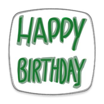 Green Happy Birthday Lettering - Square fridge magnet - white - Front