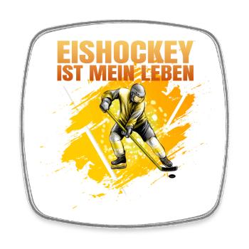 Eishockey ist mein Leben - Viereckiger Kühlschrankmagnet - Weiß - Vorne