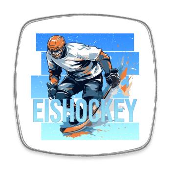 Eishockey - Viereckiger Kühlschrankmagnet - Weiß - Vorne