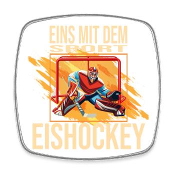 Eins mit dem Sport - Eishockey - Viereckiger Kühlschrankmagnet - Weiß - Vorne