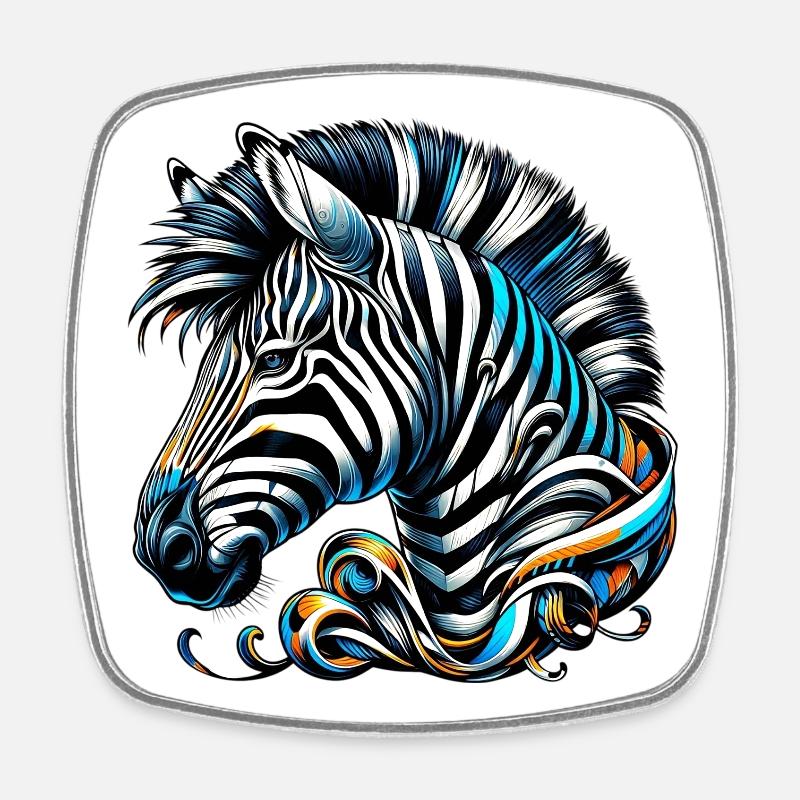 Zebra - Viereckiger Kühlschrankmagnet - Weiß