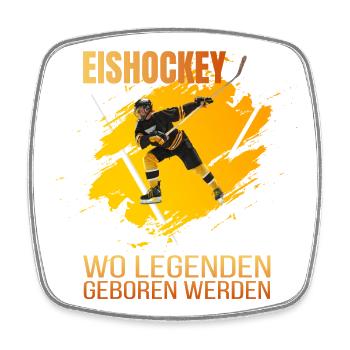 Eishockey - Wo Legenden geboren werden - Viereckiger Kühlschrankmagnet - Weiß - Vorne
