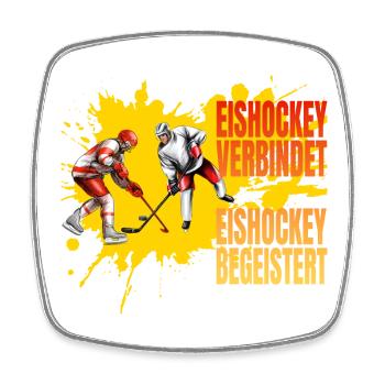 Eishockey verbindet - Eishockey begeistert - Viereckiger Kühlschrankmagnet - Weiß - Vorne