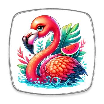 Flamingo - Square fridge magnet - white - Front
