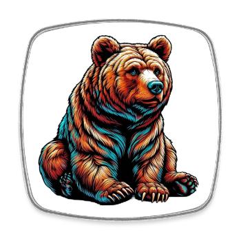 Bär - Viereckiger Kühlschrankmagnet - Weiß - Vorne