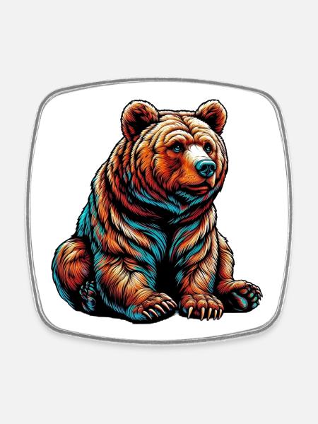 Bear - Square fridge magnet - white