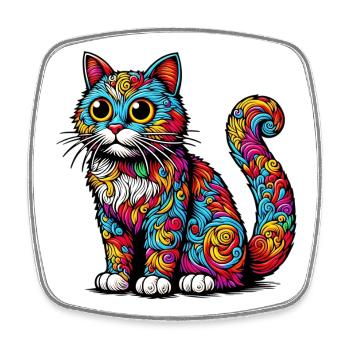 Cat - Square fridge magnet - white - Front