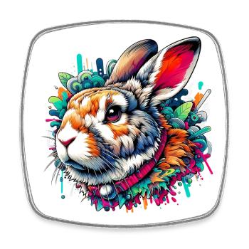 Rabbit - Square fridge magnet - white - Front
