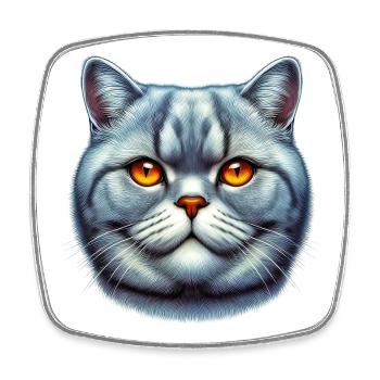 British Shorthair Cat - Square fridge magnet - white - Front