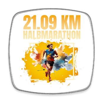 21 09 KM - Halbmarathon - Viereckiger Kühlschrankmagnet - Weiß - Vorne