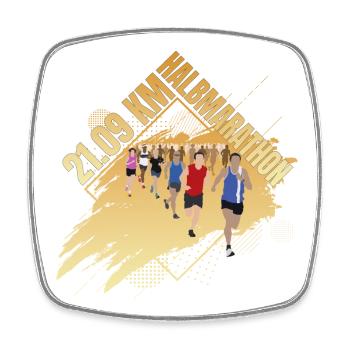 21 09 KM - Halbmarathon - Viereckiger Kühlschrankmagnet - Weiß - Vorne