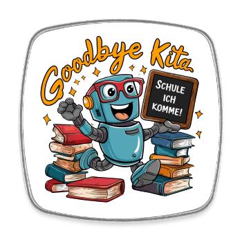 Einschulung Roboter erster Schultag - Viereckiger Kühlschrankmagnet - Weiß - Vorne