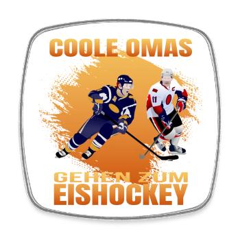 Coole Omas gehen zum Eishockey - Viereckiger Kühlschrankmagnet - Weiß - Vorne