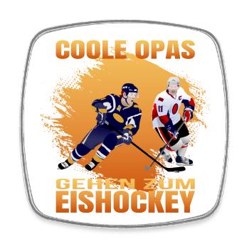 Coole Opas gehen zum Eishockey - Viereckiger Kühlschrankmagnet - Weiß - Vorne