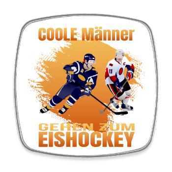 Coole Männer gehen zum Eishockey - Viereckiger Kühlschrankmagnet - Weiß - Vorne