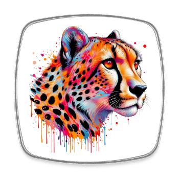 Guépard - Magnet carré - blanc - Devant