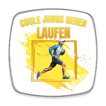 Coole Jungs gehen Laufen - Viereckiger Kühlschrankmagnet - Weiß - Vorne