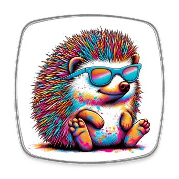 Hedgehog with sunglasses - Square fridge magnet - white - Front