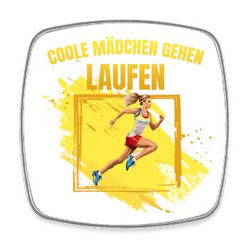 Coole Mädchen gehen Laufen - Viereckiger Kühlschrankmagnet - Weiß - Vorne