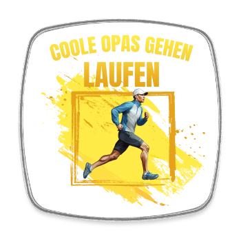 Coole Opas gehen Laufen - Viereckiger Kühlschrankmagnet - Weiß - Vorne
