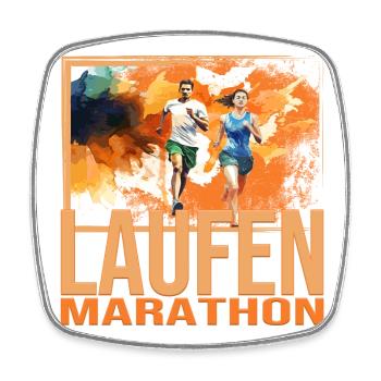 Laufen - Marathon - Viereckiger Kühlschrankmagnet - Weiß - Vorne