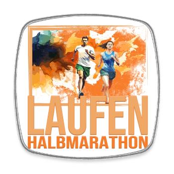 Laufen - Halbmarathon - Viereckiger Kühlschrankmagnet - Weiß - Vorne