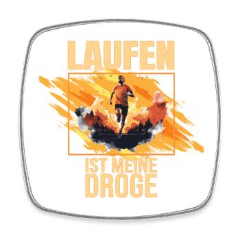 Laufen ist meine Droge - Viereckiger Kühlschrankmagnet - Weiß - Vorne