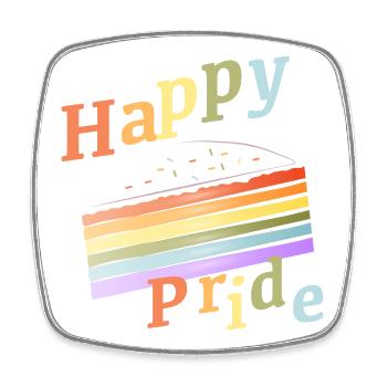 Morceau de gâteau arc-en-ciel aux couleurs pastel délicates - Magnet carré - blanc - Devant