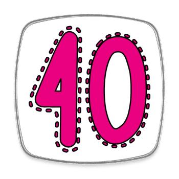 40. 40 JAHRE. 40. JAHRESTAG. 40-JÄHRIGES JUBILÄUM. - Viereckiger Kühlschrankmagnet - Weiß - Vorne