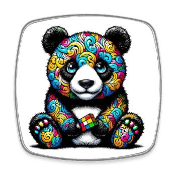 Panda - Viereckiger Kühlschrankmagnet - Weiß - Vorne