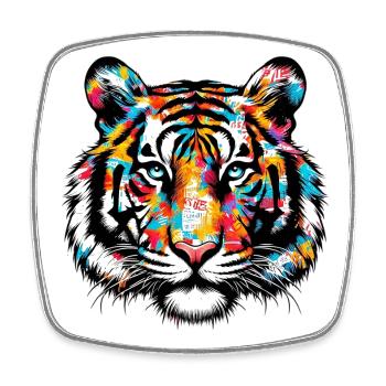 Tiger - Square fridge magnet - white - Front